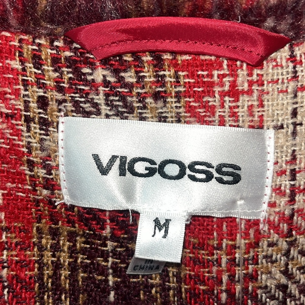 NWT Vigoss Red Plaid Cropped Shacket / Jacket / SZ M - Picture 3 of 5